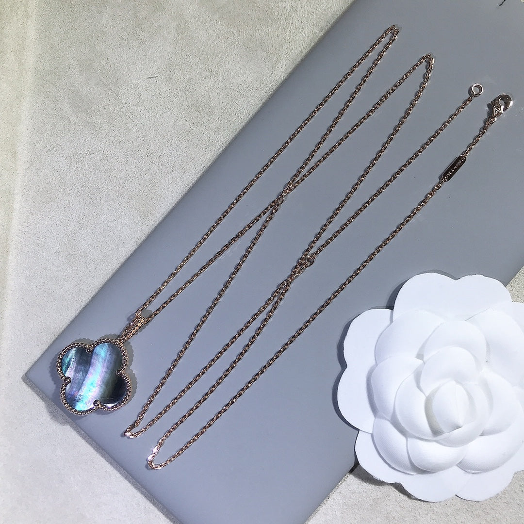 [OrnoraJewelry]CLOVER 25MM GOLD DARK MOP BIG CLOVER NECKLACE