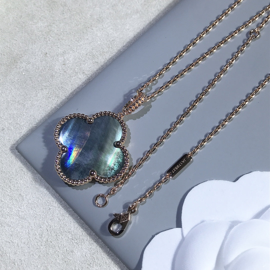 [OrnoraJewelry]CLOVER 25MM GOLD DARK MOP BIG CLOVER NECKLACE