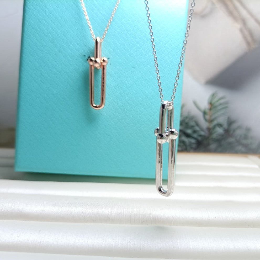 [Ornora Jewelry]HARDWEAR DROP DOUBLE LINK PEDANT NECKLACE