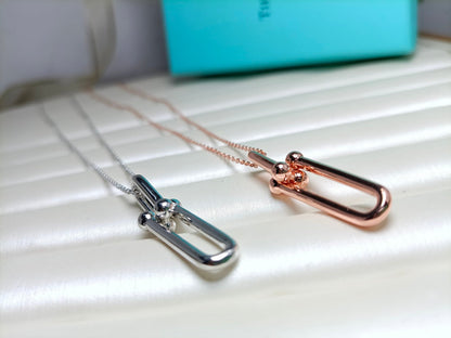 [Ornora Jewelry]HARDWEAR DROP DOUBLE LINK PEDANT NECKLACE