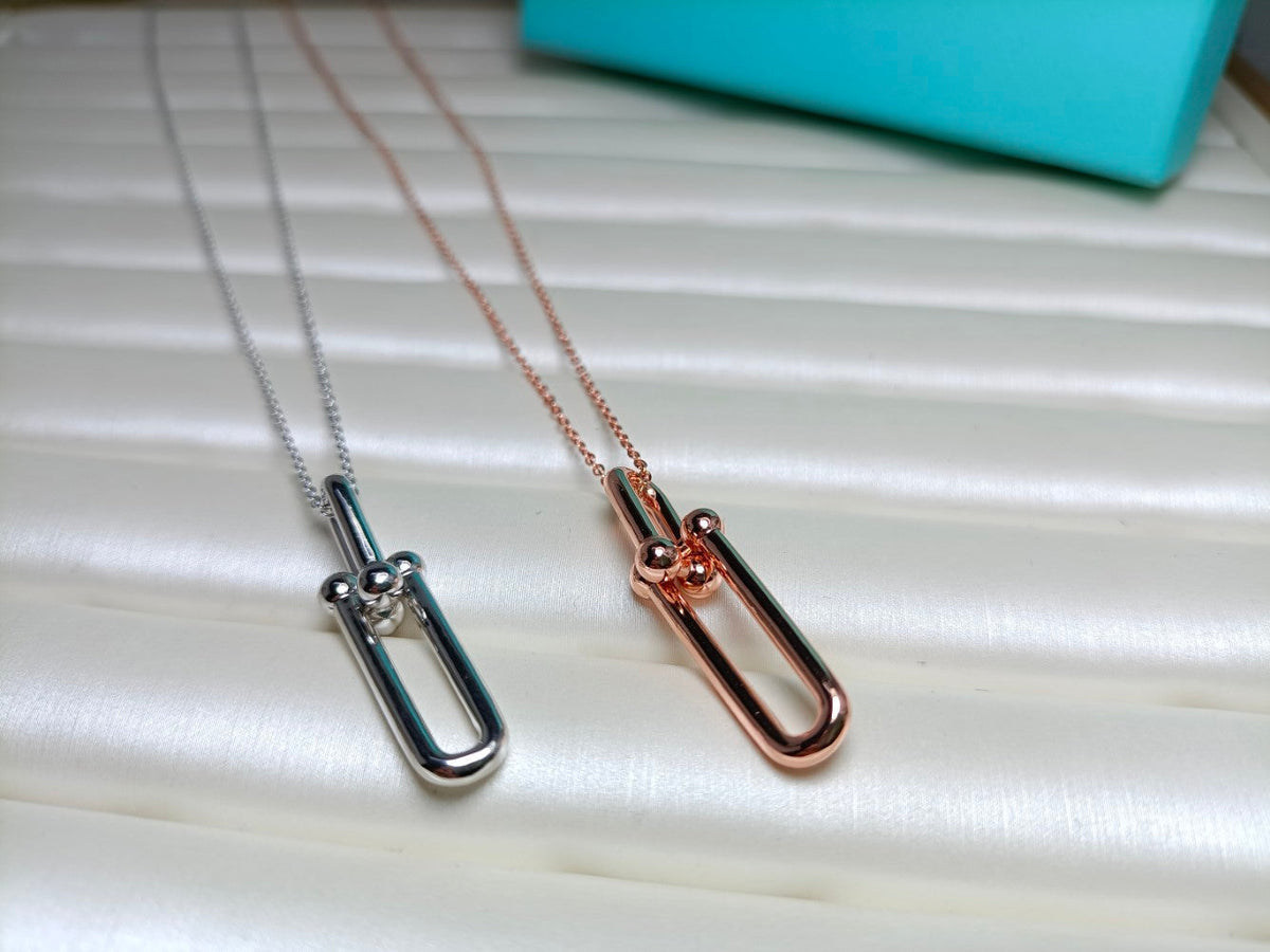 [Ornora Jewelry]HARDWEAR DROP DOUBLE LINK PEDANT NECKLACE