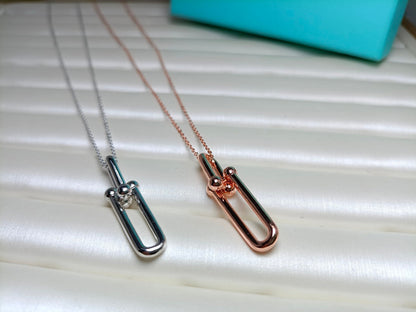 [Ornora Jewelry]HARDWEAR DROP DOUBLE LINK PEDANT NECKLACE