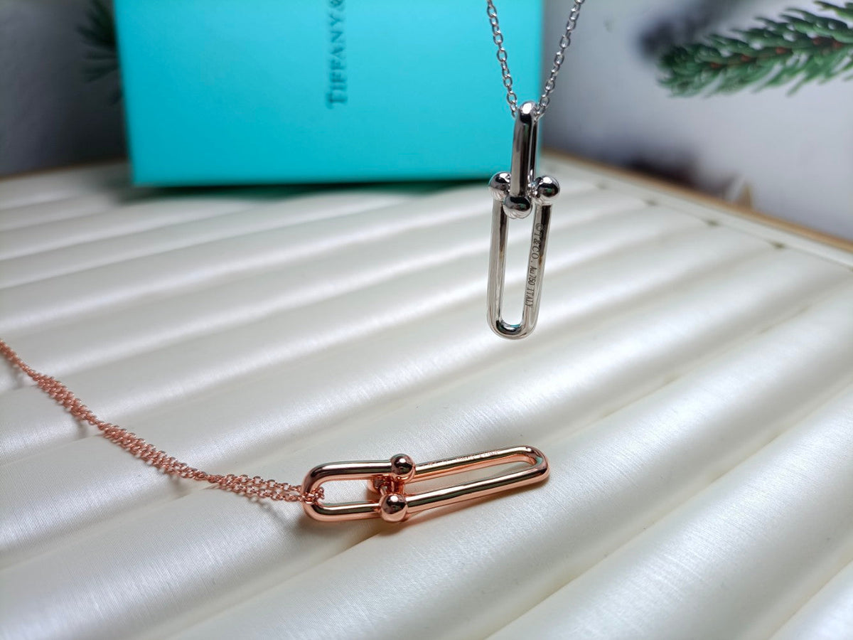 [Ornora Jewelry]HARDWEAR DROP DOUBLE LINK PEDANT NECKLACE