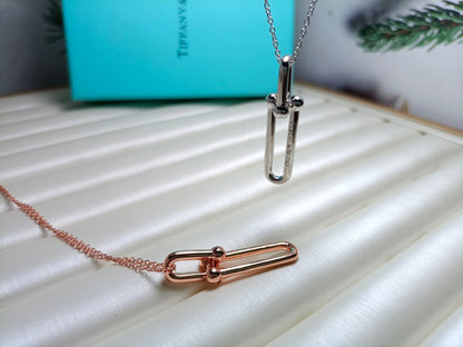[Ornora Jewelry]HARDWEAR DROP DOUBLE LINK PEDANT NECKLACE