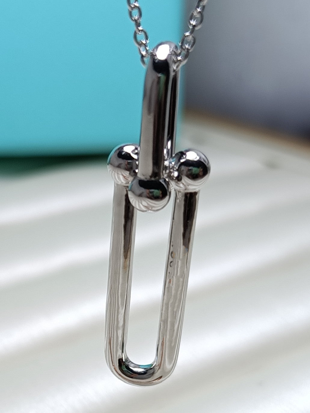 [Ornora Jewelry]HARDWEAR DROP DOUBLE LINK PEDANT NECKLACE