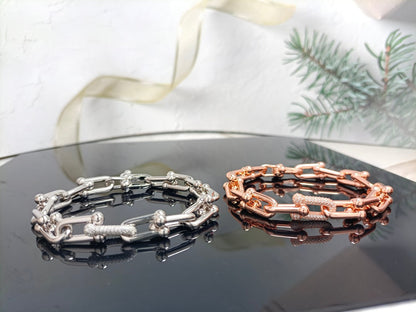 [Ornora Jewelry]HARDWEAR BRACELET PINK GOLD AND SILVER DIAMOND