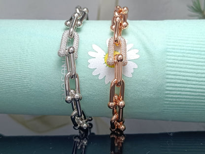 [Ornora Jewelry]HARDWEAR BRACELET PINK GOLD AND SILVER DIAMOND