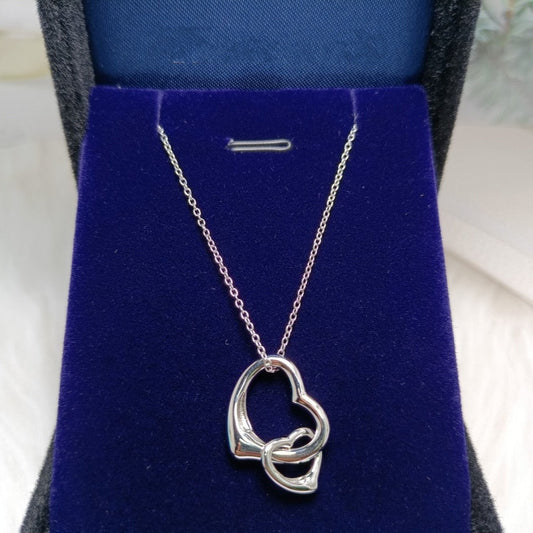 [Ornora Jewelry]DOUBLE HEART SILVER NECKLACE