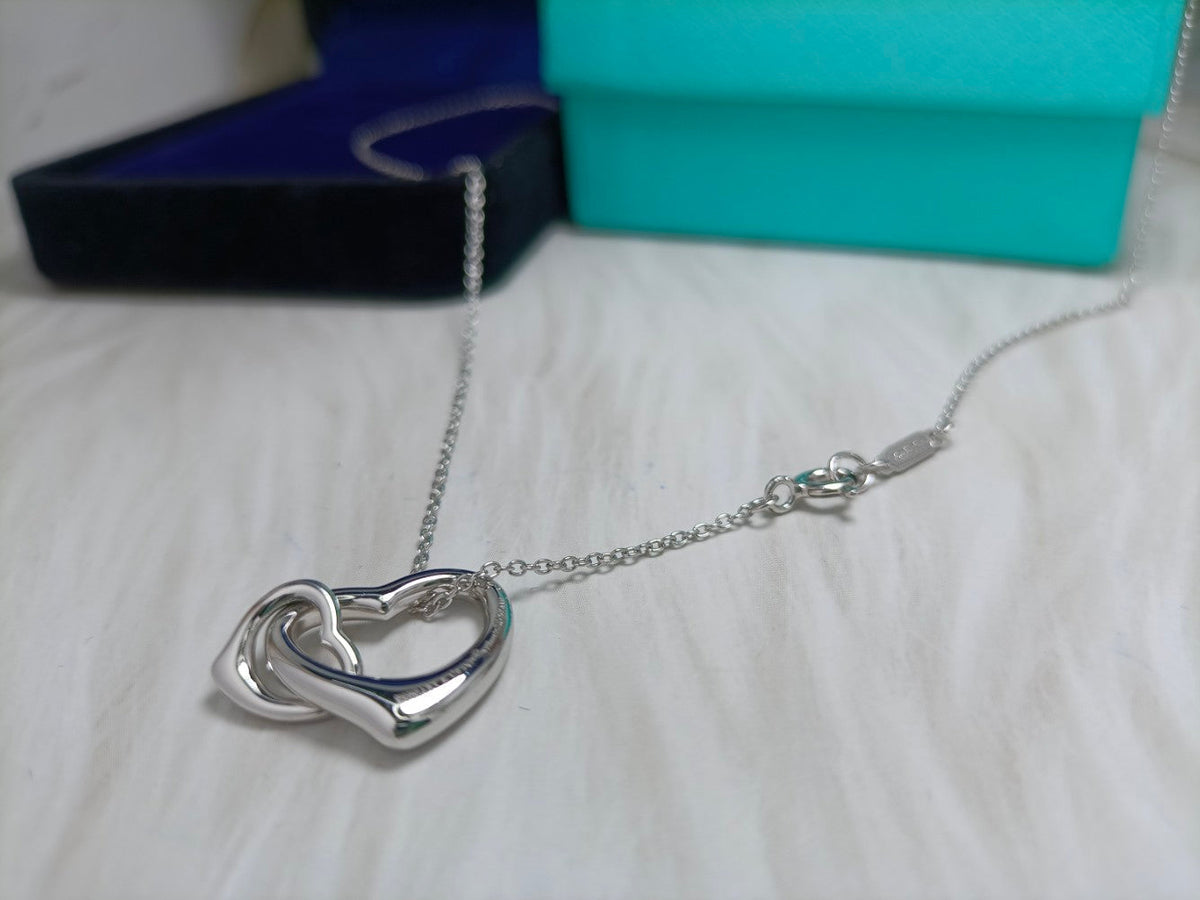[Ornora Jewelry]DOUBLE HEART SILVER NECKLACE
