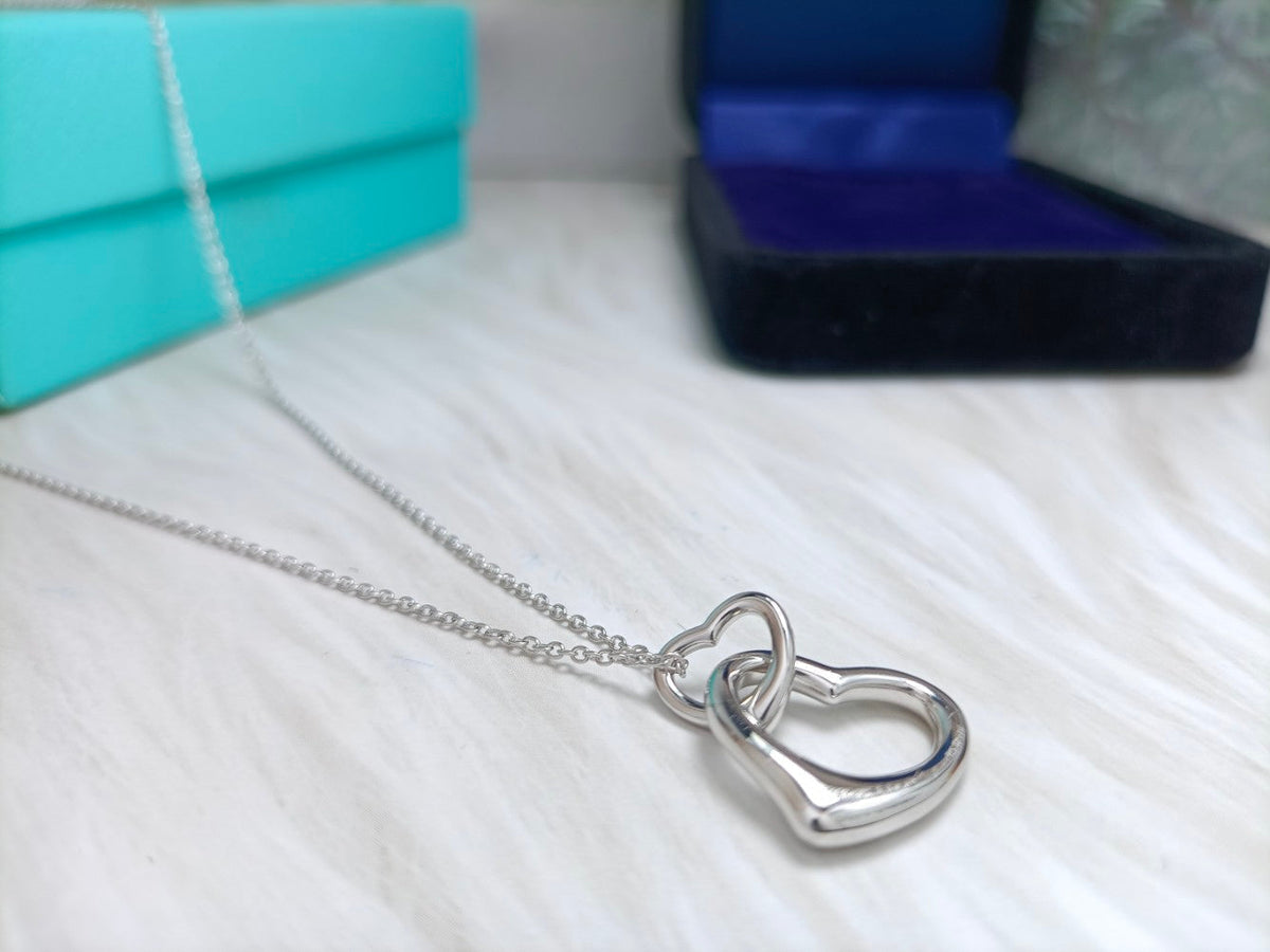 [Ornora Jewelry]DOUBLE HEART SILVER NECKLACE