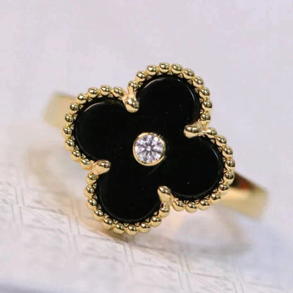 [OrnoraJewelry]CLOVER ONYX RING GOLD DIAMOND