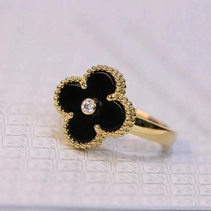 [OrnoraJewelry]CLOVER ONYX RING GOLD DIAMOND