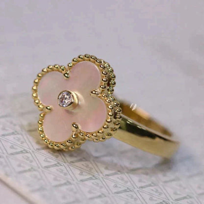 [OrnoraJewelry]CLOVER PINK MOP RING GOLD DIAMOND