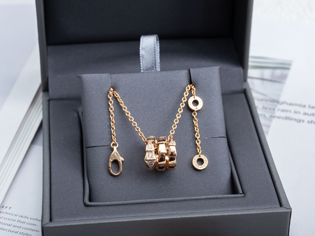 [OrnoraJewelry]SERPENTI PINK GOLD NECKLACE DIAMOND