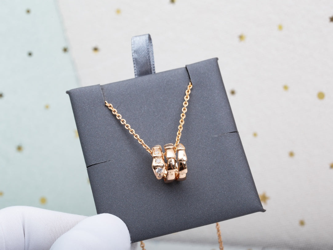 [OrnoraJewelry]SERPENTI PINK GOLD NECKLACE DIAMOND