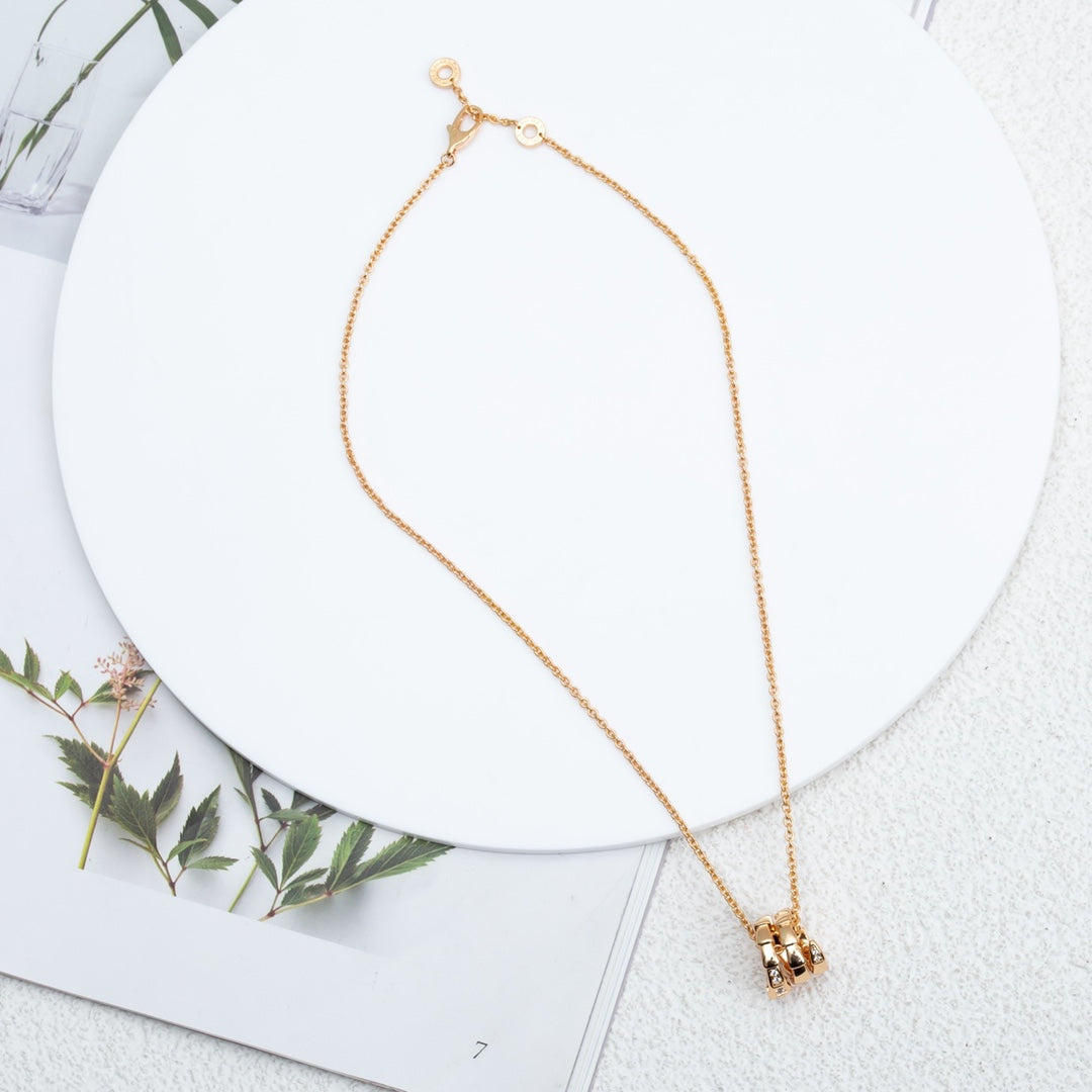 [OrnoraJewelry]SERPENTI PINK GOLD NECKLACE DIAMOND