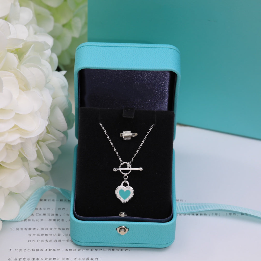 [Ornora Jewelry]DOUBLE HEART BLUE NECKLACE