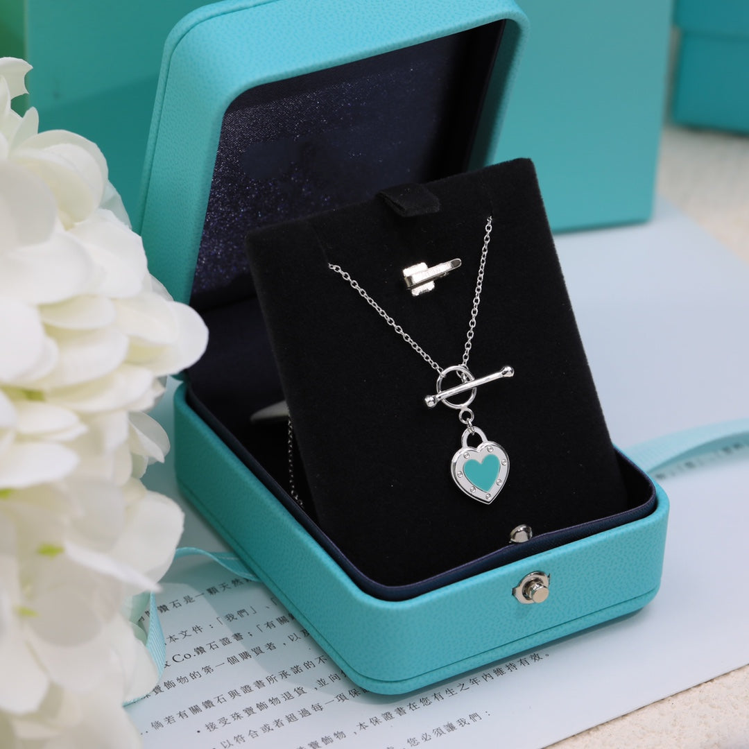 [Ornora Jewelry]DOUBLE HEART BLUE NECKLACE