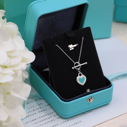 [Ornora Jewelry]DOUBLE HEART BLUE NECKLACE