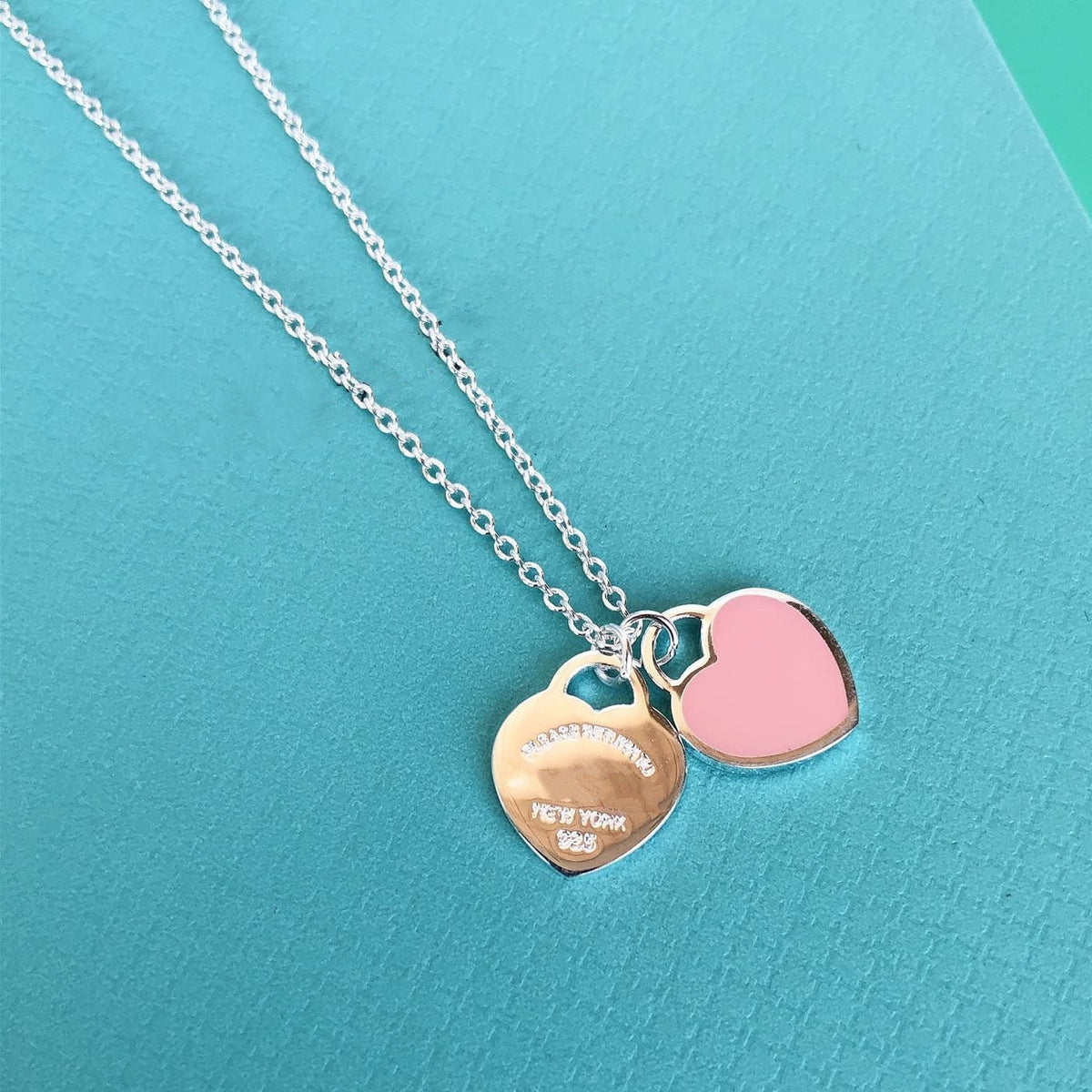 [Ornora Jewelry]DOUBLE HEART PEDANT SILVER NECKLACE