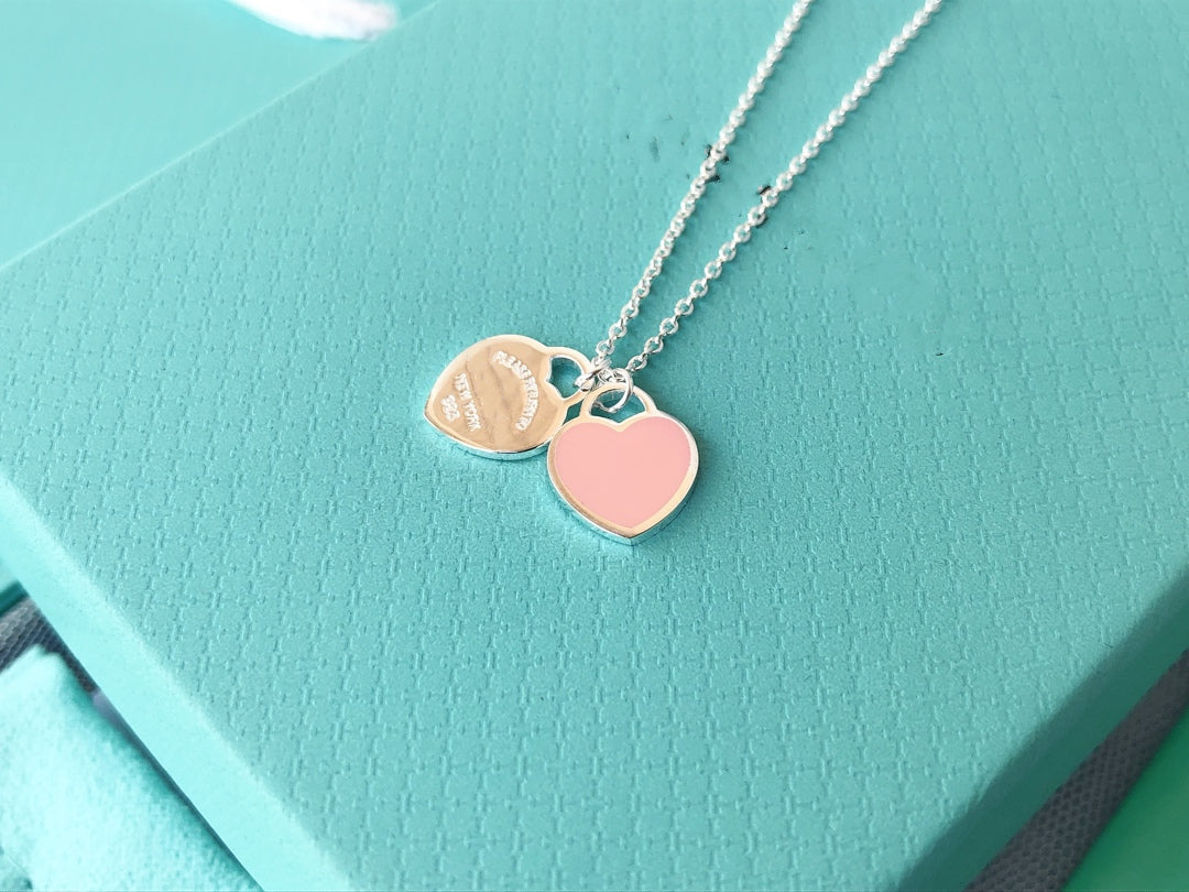[Ornora Jewelry]DOUBLE HEART PEDANT SILVER NECKLACE
