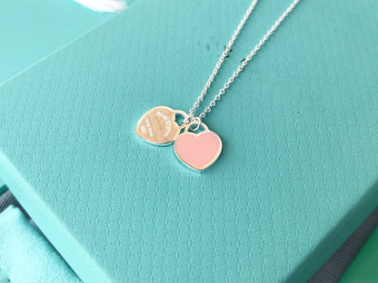 [Ornora Jewelry]DOUBLE HEART PEDANT SILVER NECKLACE