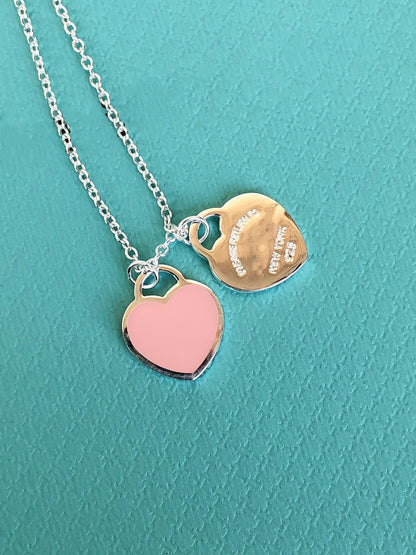 [Ornora Jewelry]DOUBLE HEART PEDANT SILVER NECKLACE