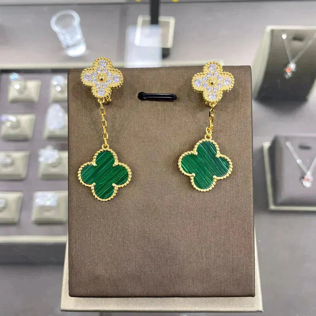 [OrnoraJewelry]CLOVER  2 MOTIFS  DIAMOND  EARRINGS (MULTIPLE CHOICESç´