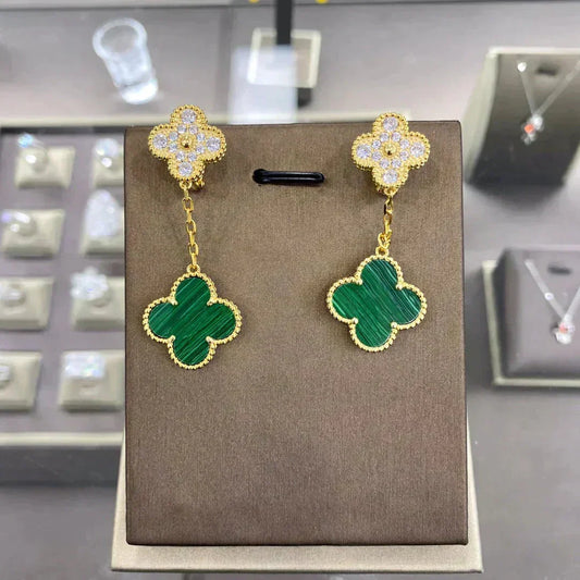 [OrnoraJewelry]CLOVER  2 MOTIFS  DIAMOND  EARRINGS (MULTIPLE CHOICESç´