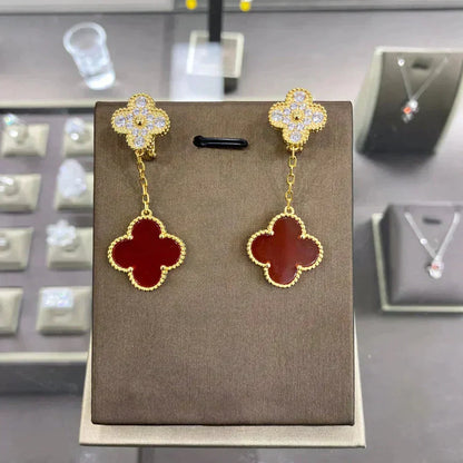 [OrnoraJewelry]CLOVER  2 MOTIFS  DIAMOND  EARRINGS (MULTIPLE CHOICESç´