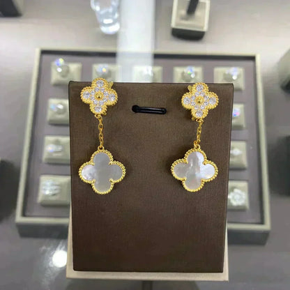 [OrnoraJewelry]CLOVER  2 MOTIFS  DIAMOND  EARRINGS (MULTIPLE CHOICESç´