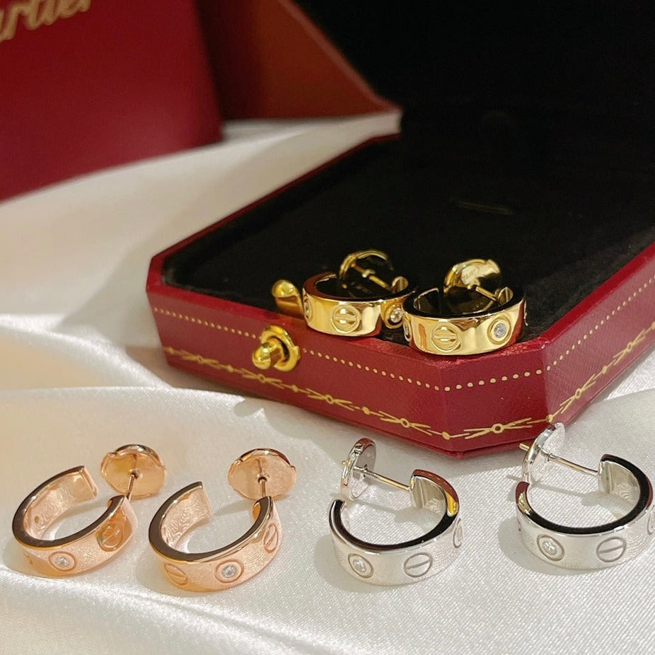 [OrnoraJewelry]LOVE EARRINGS 5.7MM 2 DIAMONDS