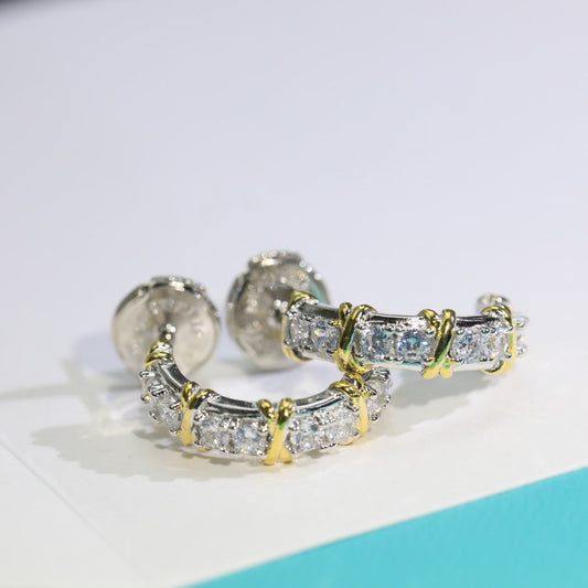 [Ornora Jewelry]TWENTY STONE HOOP GOLD EARRINGS