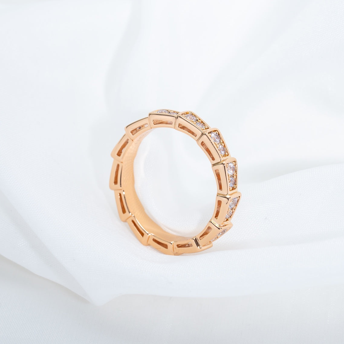[OrnoraJewelry]SERPENTI RING PINK GOLD DIAMOND PAVED 3MM