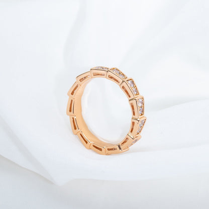[OrnoraJewelry]SERPENTI RING PINK GOLD DIAMOND PAVED 3MM