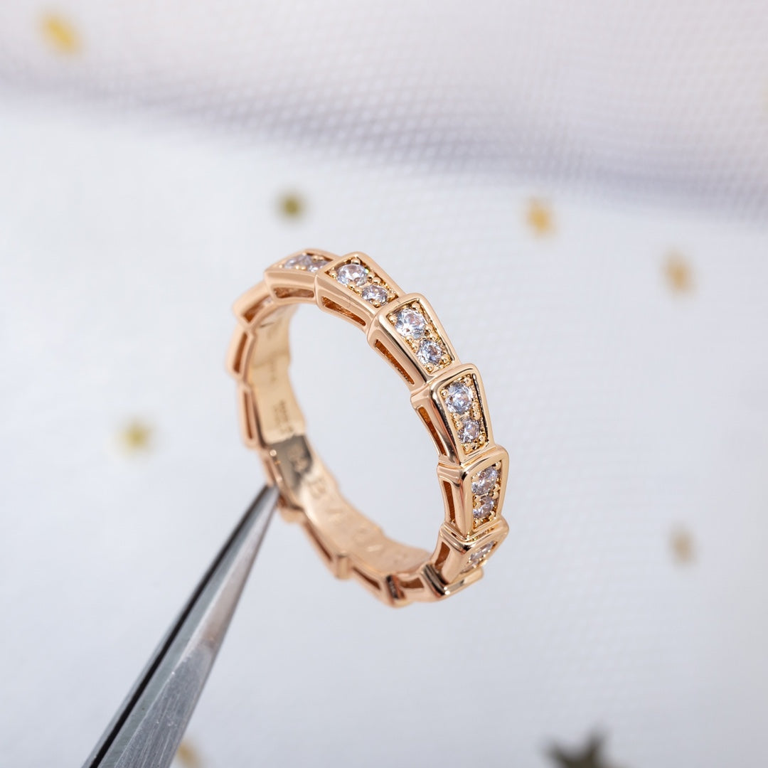 [OrnoraJewelry]SERPENTI RING PINK GOLD DIAMOND PAVED 3MM