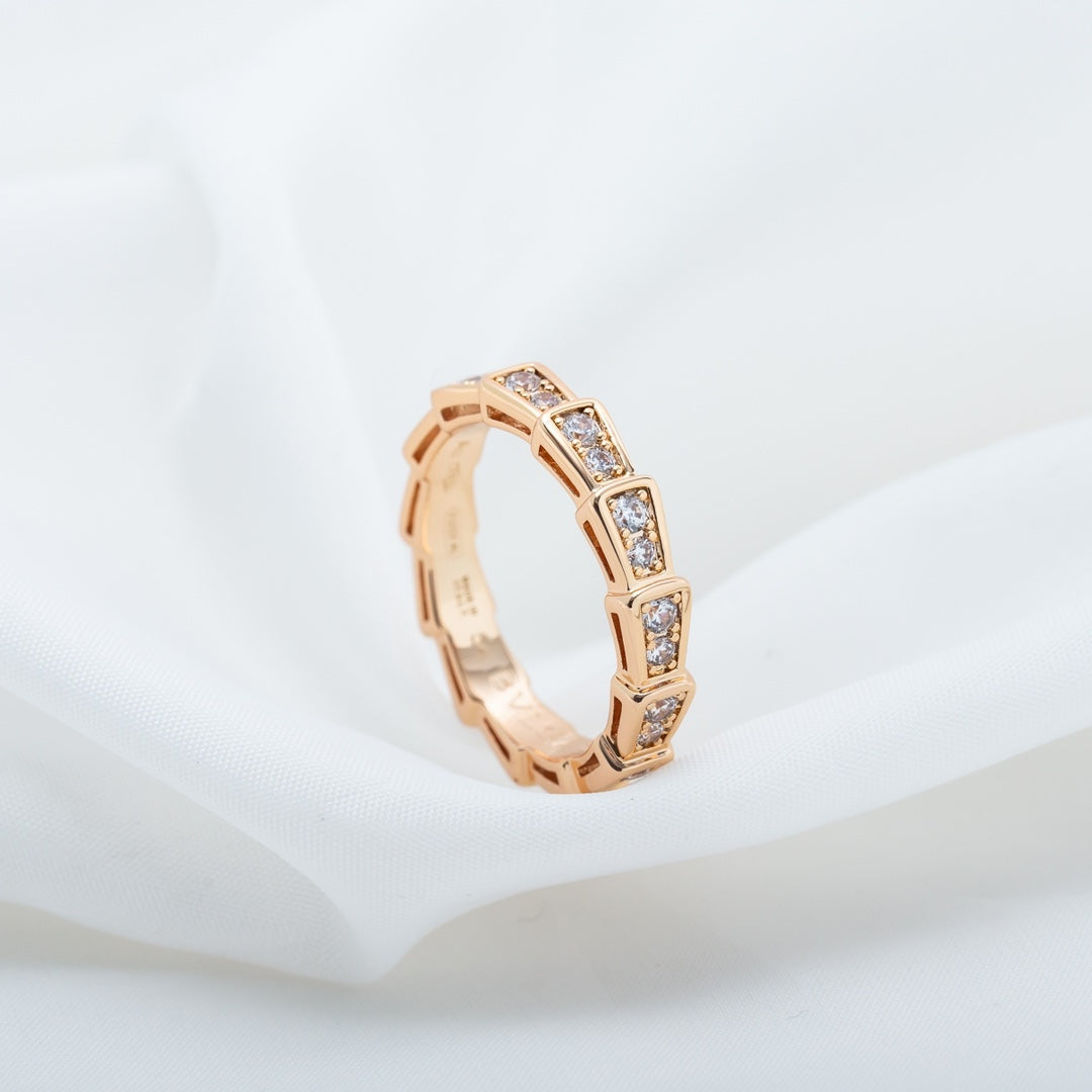 [OrnoraJewelry]SERPENTI RING PINK GOLD DIAMOND PAVED 3MM