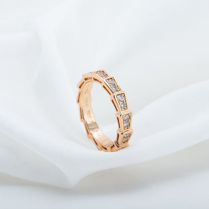 [OrnoraJewelry]SERPENTI RING PINK GOLD DIAMOND PAVED 3MM