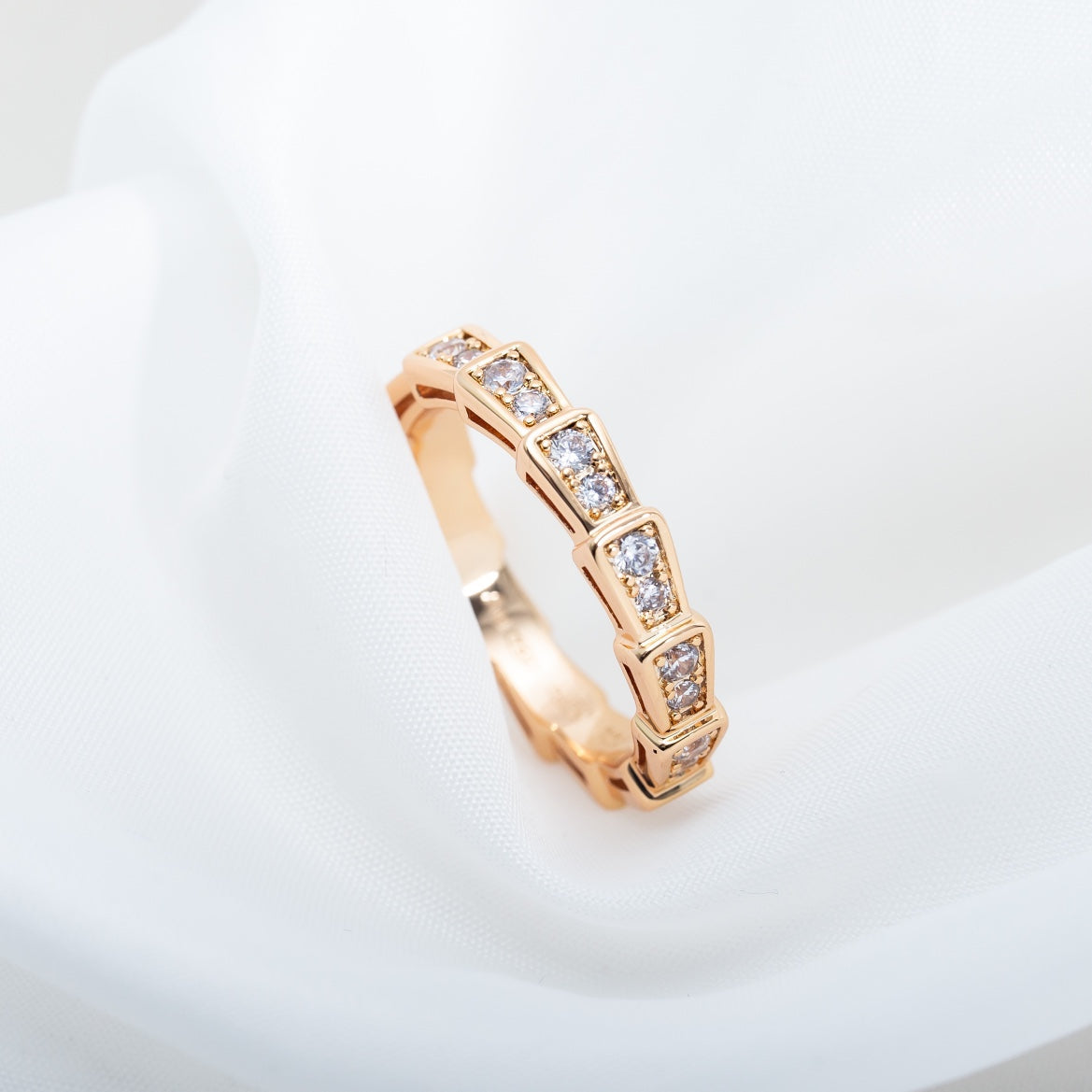 [OrnoraJewelry]SERPENTI RING PINK GOLD DIAMOND PAVED 3MM