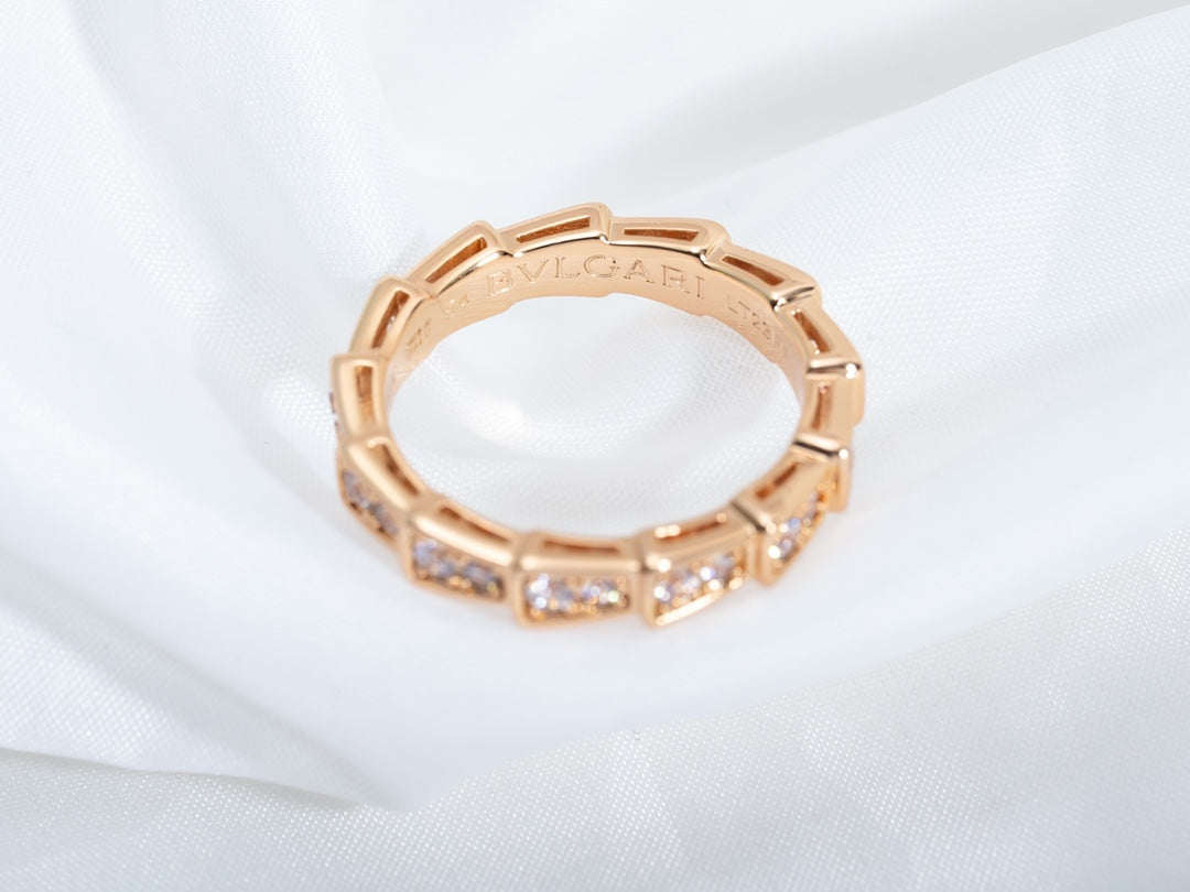 [OrnoraJewelry]SERPENTI RING PINK GOLD DIAMOND PAVED 3MM