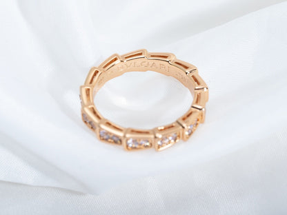 [OrnoraJewelry]SERPENTI RING PINK GOLD DIAMOND PAVED 3MM