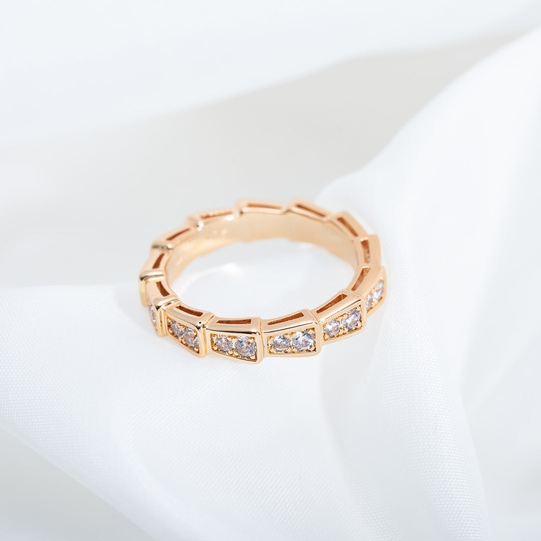 [OrnoraJewelry]SERPENTI RING PINK GOLD DIAMOND PAVED 3MM