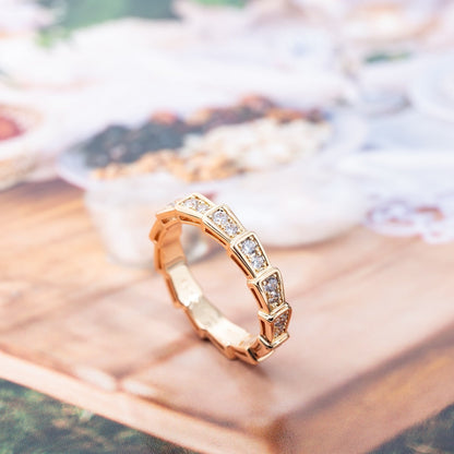 [OrnoraJewelry]SERPENTI RING PINK GOLD DIAMOND PAVED 3MM