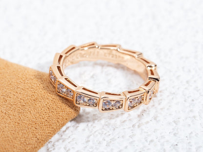 [OrnoraJewelry]SERPENTI RING PINK GOLD DIAMOND PAVED 3MM