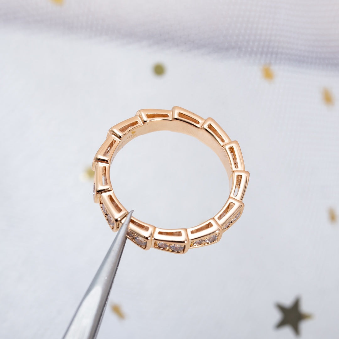 [OrnoraJewelry]SERPENTI RING PINK GOLD DIAMOND PAVED 3MM