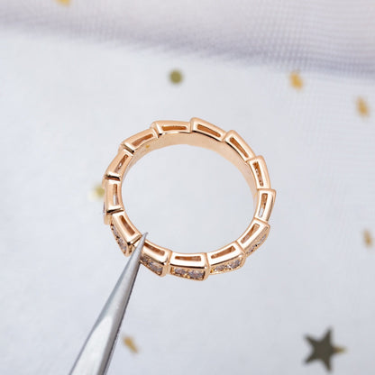 [OrnoraJewelry]SERPENTI RING PINK GOLD DIAMOND PAVED 3MM