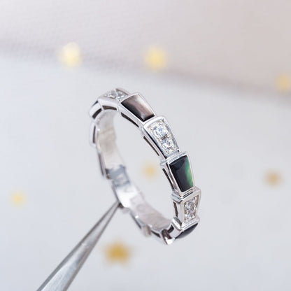 [OrnoraJewelry]SERPENTI RING SILVER  DIAMOND BLACK MOP 3MM
