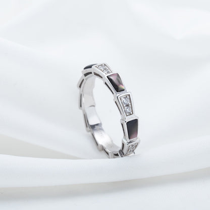 [OrnoraJewelry]SERPENTI RING SILVER  DIAMOND BLACK MOP 3MM