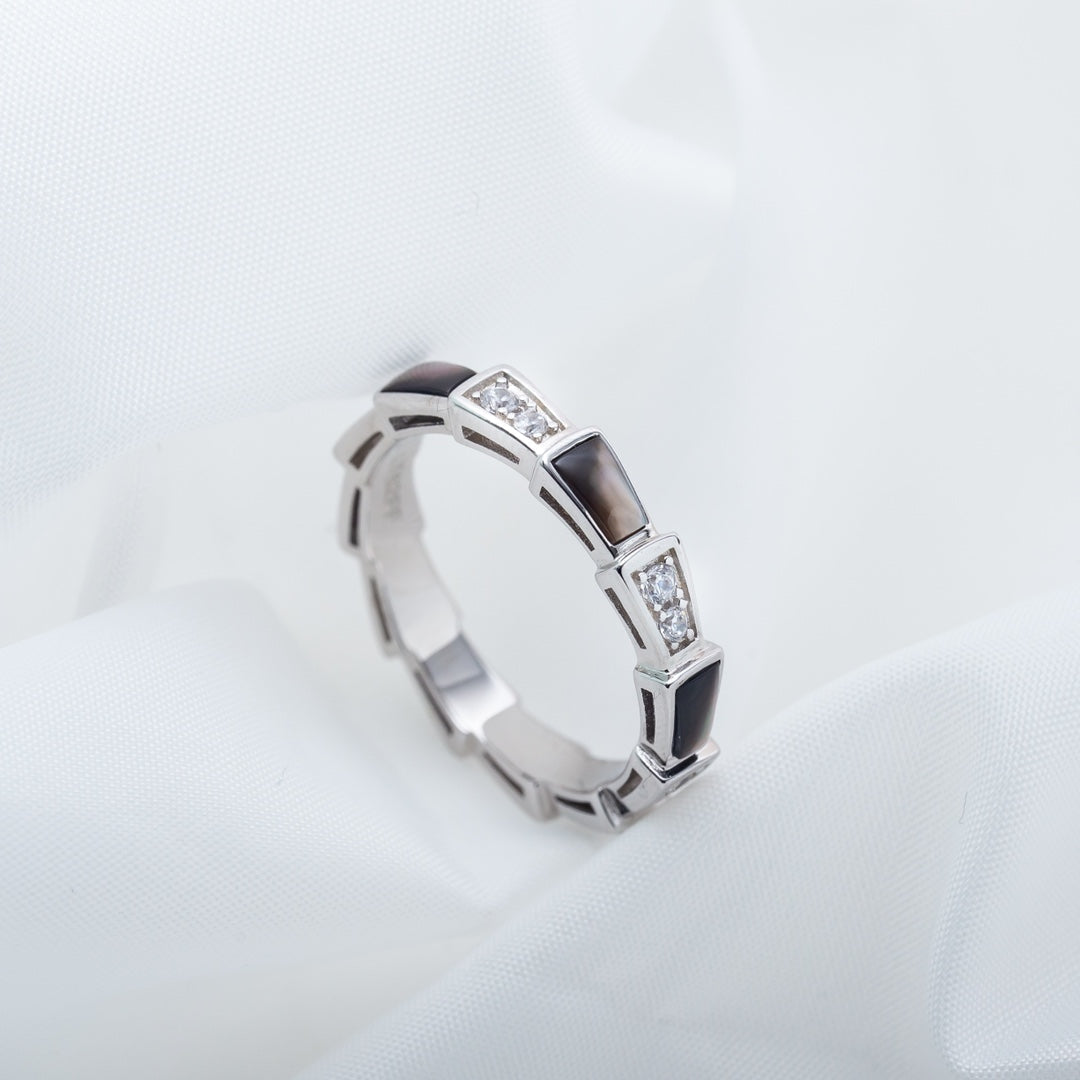 [OrnoraJewelry]SERPENTI RING SILVER  DIAMOND BLACK MOP 3MM
