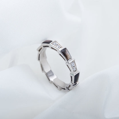 [OrnoraJewelry]SERPENTI RING SILVER  DIAMOND BLACK MOP 3MM